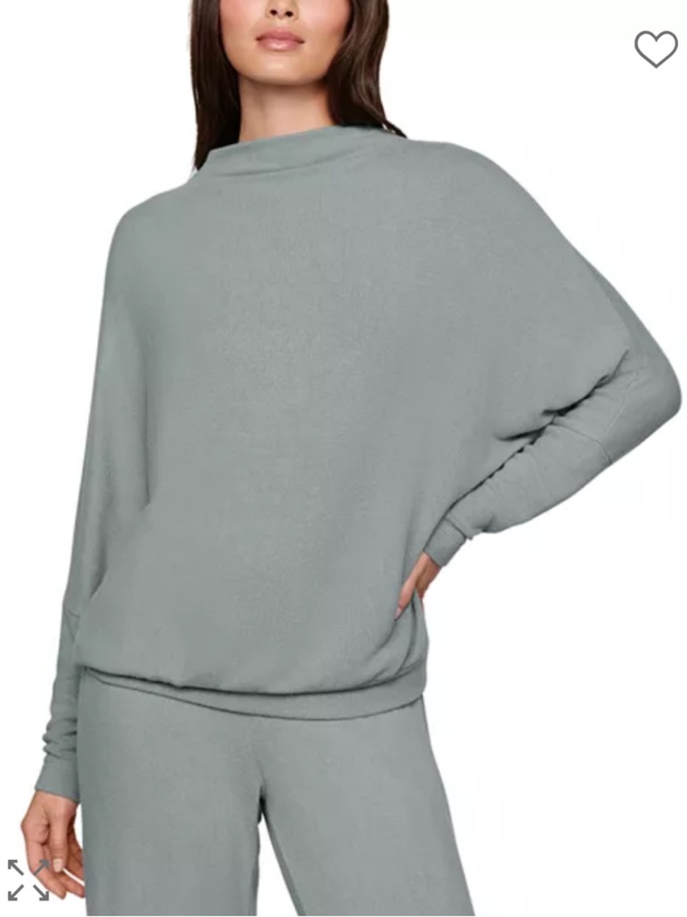 Eberjay Cozy Time Mock Neck Pullover Dolman Sleeve Sweatshirt In Lead Gray Small